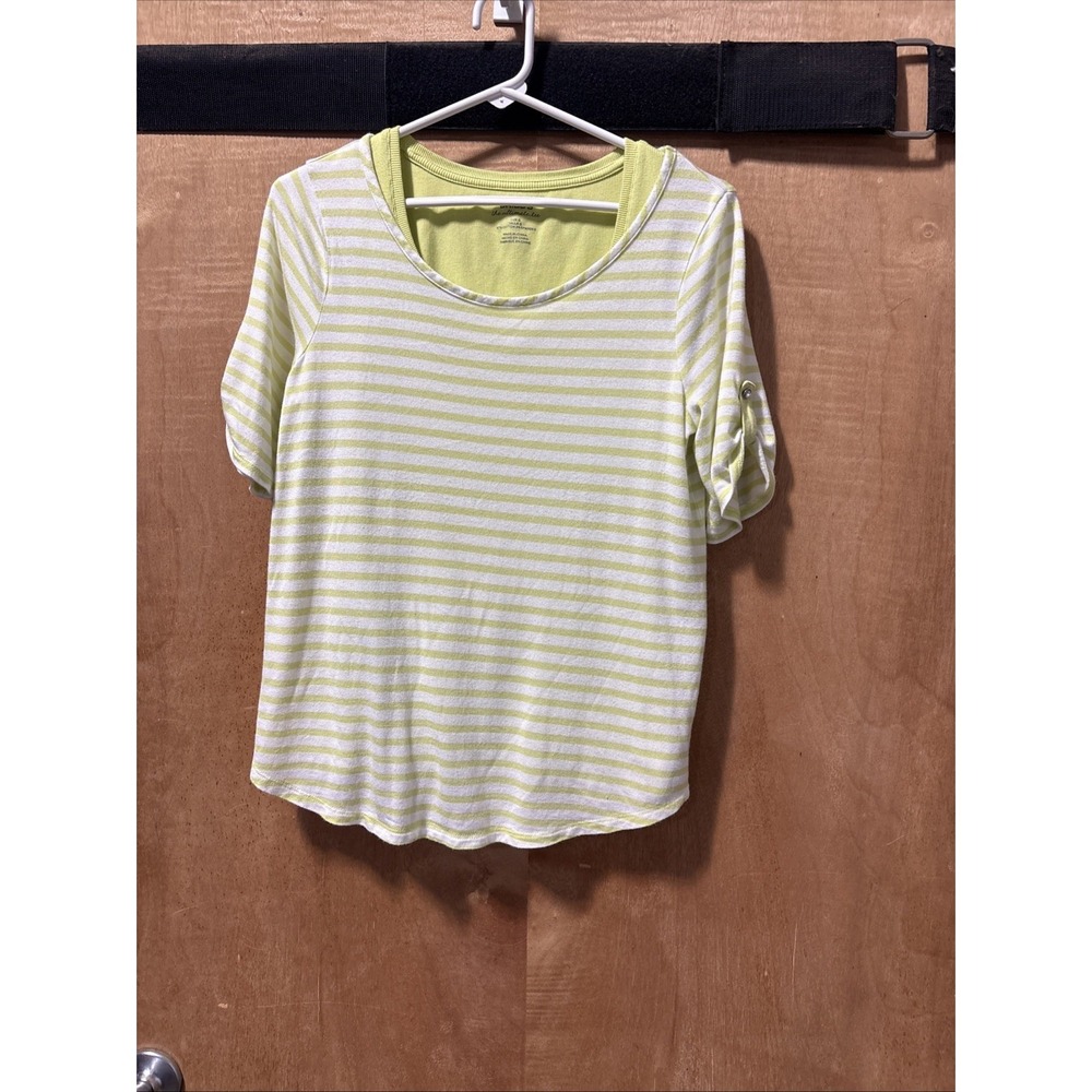Chicos Size Zero Zenergy Striped Short Sleeve Top With Solid‎ Chicos Tank Size 0